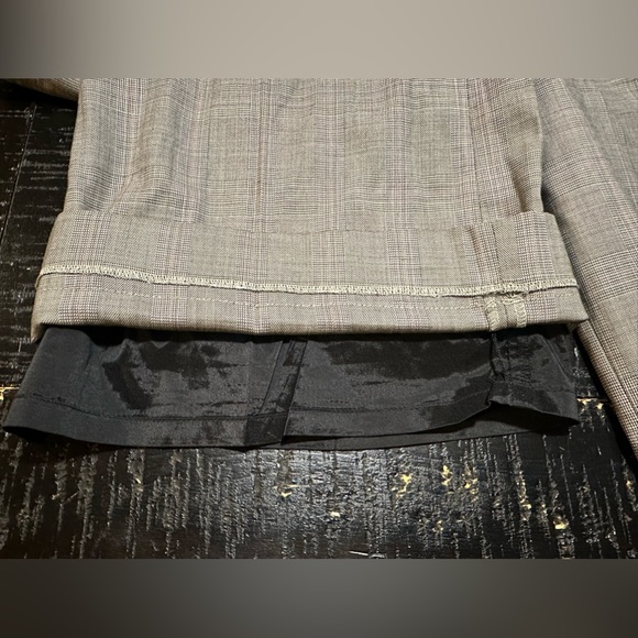 Banana Republic Martin Fit gray plaid cuffed wide leg trousers 16L - Picture 6 of 9